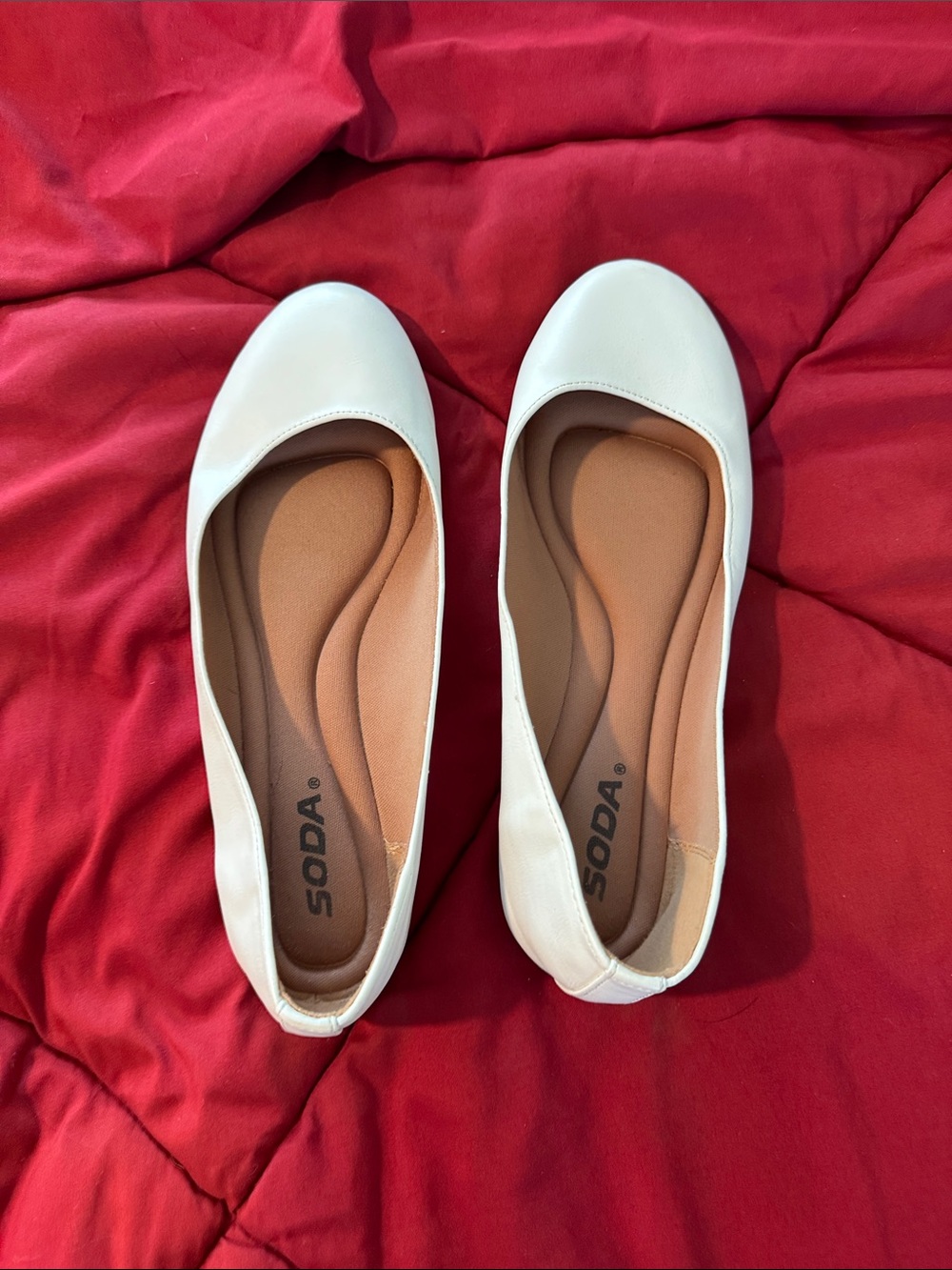 Soda White Ballet Flats with Cushioned Footbed